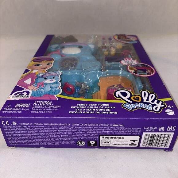Polly Pocket Blue Teddy Bear Purse 12 Pop & Swap Pieces 2-in-One Playset NEW - Picture 5 of 6